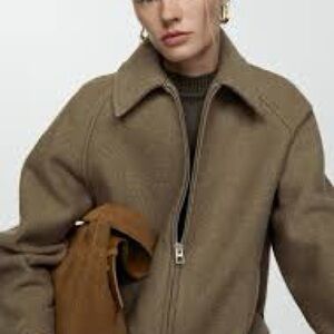 Mango Wool Jacket in Green